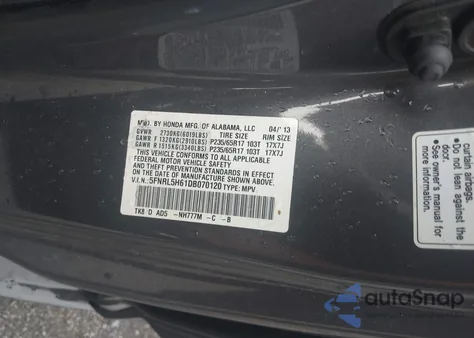 2013 Honda Odyssey Ex-L z USA, uszkodzony, nr VIN 5FNRL5H61DB070120